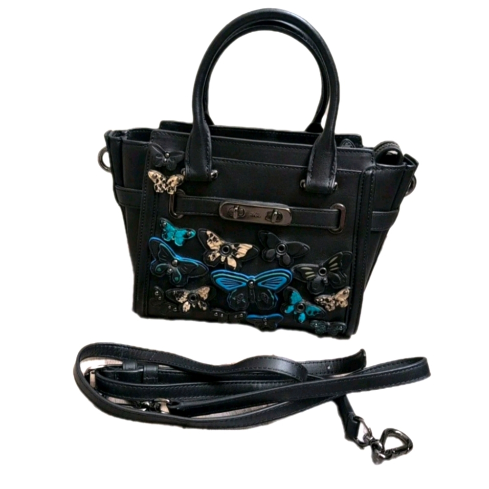 Coach Swagger 21 Butterfly Applique Leather Crossbody Bag Purse 37912 Rare